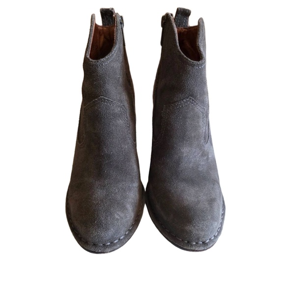 FRYE Madeline Short Boot Womens 7.5 Gray Stacked Block Heel Suede Upper Rustic - Picture 10 of 12